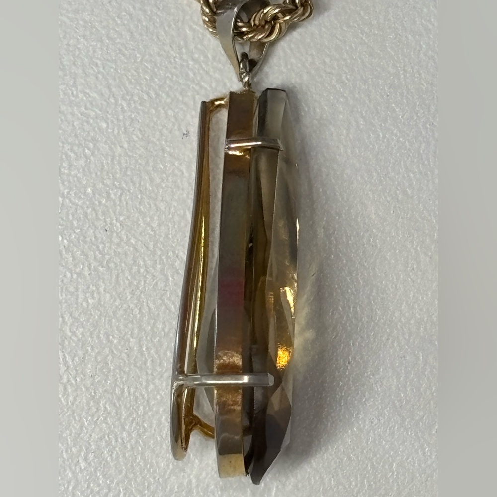 Vintage Teardrop Shaped Genuine 14K Gold Filled Smoky Topaz Pendant - Picture 15 of 15